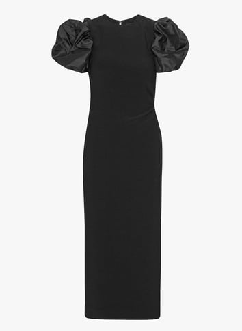 Long dress with high neck and puff sleeves ROTATE Black